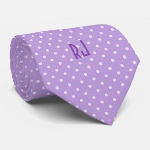 Polka Dots Pattern with Monogram (Lavender) Neck Tie
