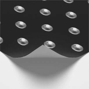 Polka Dots Pearls Black Silver Gray 3D Effect Wrapping Paper