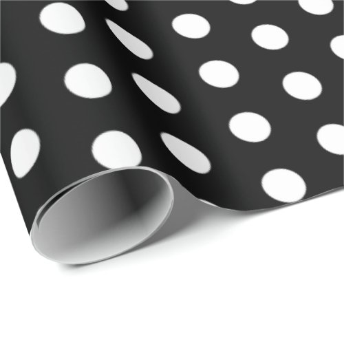 Polka Dots Perky Pattern Black White Wrapping Paper