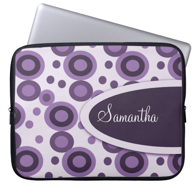Polka Dots Personalized Laptop Sleeve:Lavender Laptop Sleeve (Front)