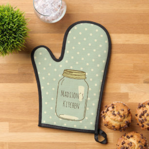 Polka Dots Personalized Mason Jar Oven Mitt