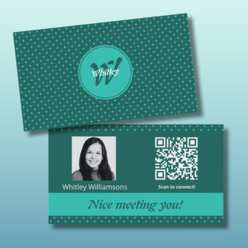 Polka Dots Photo QR-code Scan to connect! Social Business Card