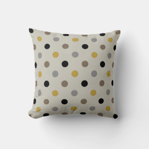 Polka Dots Pillow Beige Mustard Taupe Grey Black