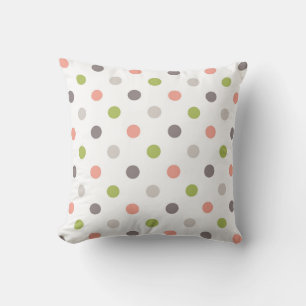  Polka Dots Pillow Pink Rose Taupe Green