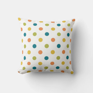  Polka Dots Pillow Yellow Teal Blue Orange Green 