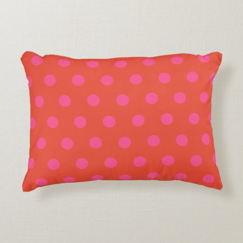 Polka Dots Pink and red Orange monogrammed Accent Pillow