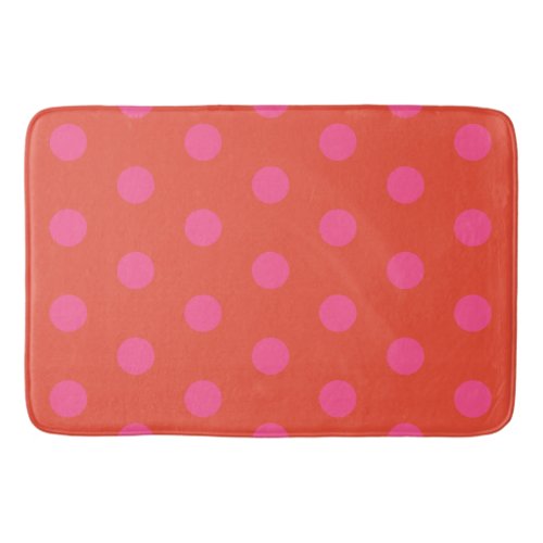 Polka Dots Pink and red Orange monogrammed Bath Mat
