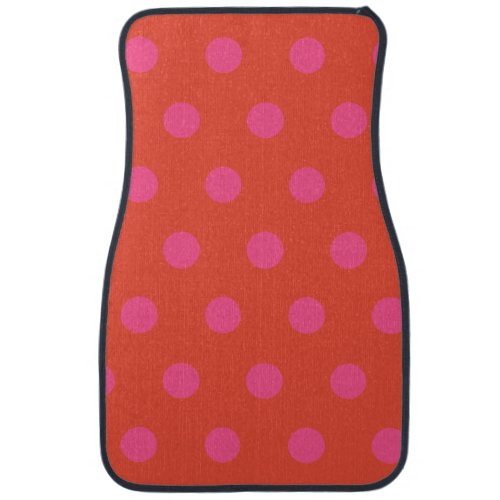 Polka Dots Pink and red Orange monogrammed Car Floor Mat