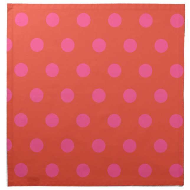Polka Dots Pink and red Orange monogrammed Cloth Napkin (Front)