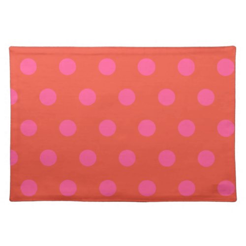 Polka Dots Pink and red Orange monogrammed Cloth Placemat
