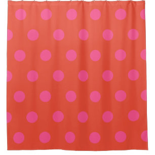 Polka Dots Pink and red Orange monogrammed Shower Curtain