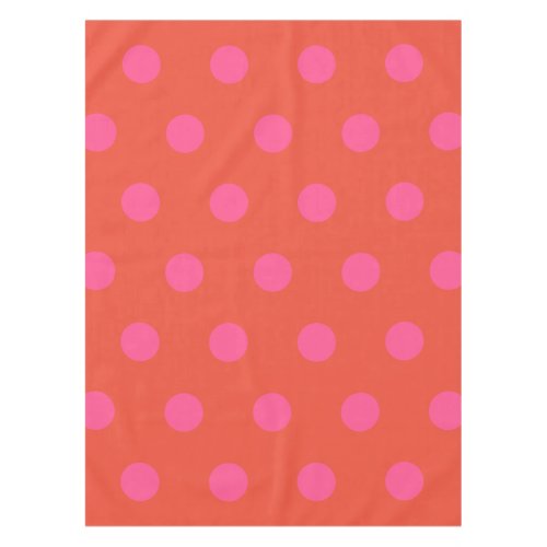 Polka Dots Pink and red Orange monogrammed Tablecloth