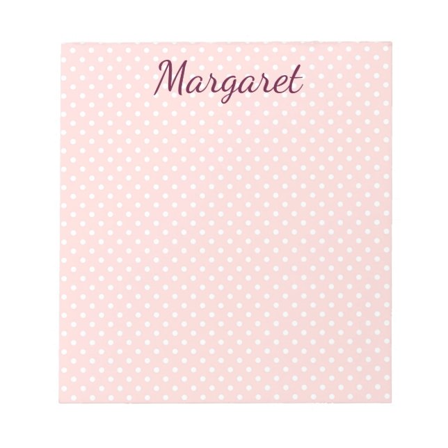 Polka Dots Pink and White Notepad (Front)