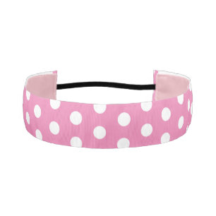 Polka Dots Pink and White Pattern Athletic Headband