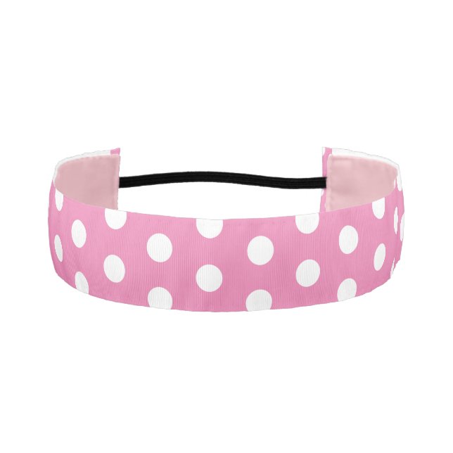Polka Dots Pink and White Pattern Athletic Headband (Front)