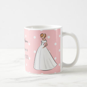 Polka Dots Pink Bridal Shower White Wedding dress Coffee Mug