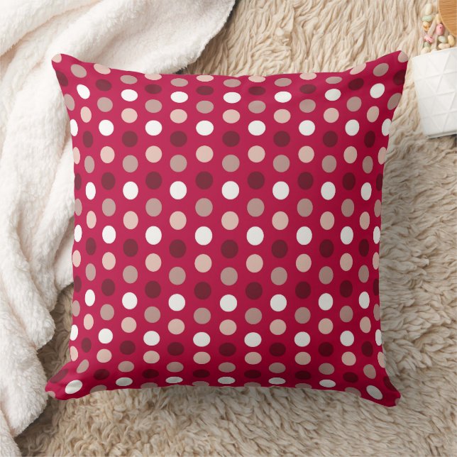 Polka Dots Pink Brown Pattern Throw Pillow (Blanket)