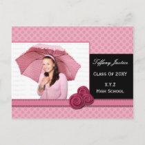 polka dots pink cute Graduation photo card