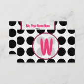 Polka Dots / Pink  Monogram Fashion Business Card (Front/Back)