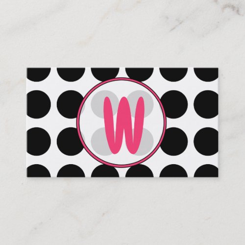 Polka Dots  Pink  Monogram Fashion Business Card