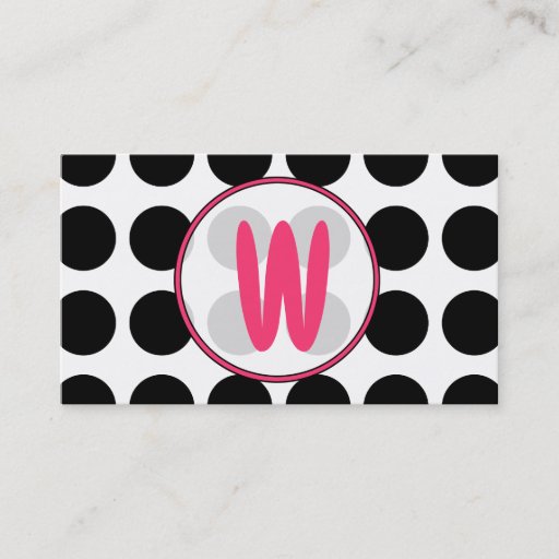 Customizable Polka Dots / Pink  Monogram Fashion Business Card