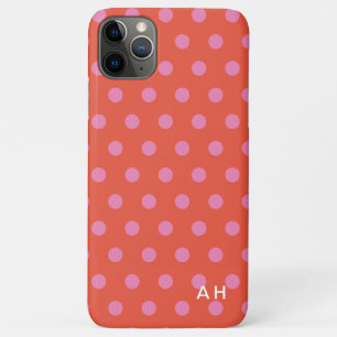 Polka Dots Pink Orange monogrammed iPhone 11 Pro Max Case