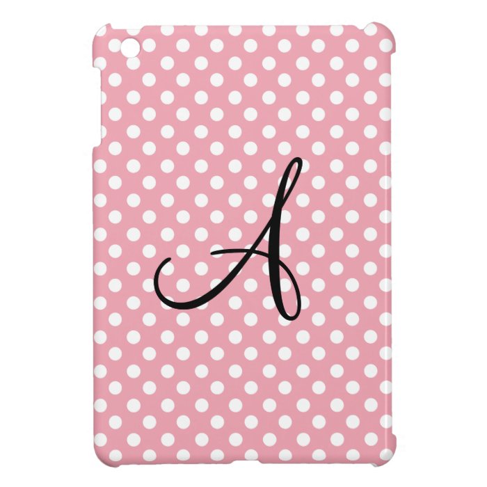 Polka dots pink white monogram case for the iPad mini