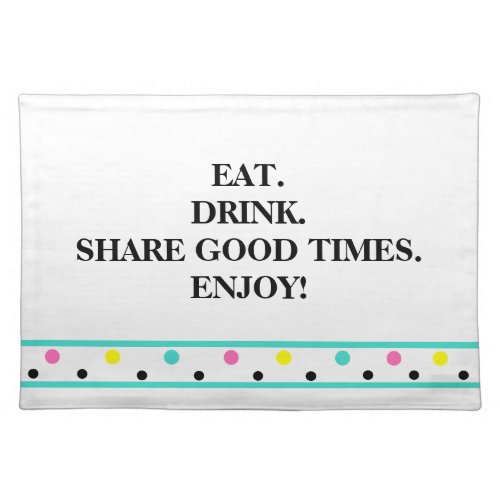 Polka Dots Pink Yellow Turquoise Blue Cloth Placemat