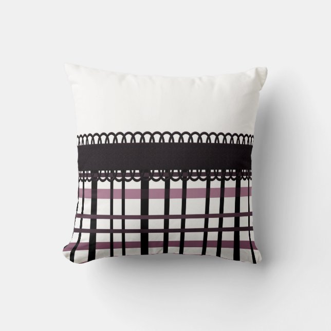 Polka Dots & Plaid Party ~ Pink Throw Pillow (Front)