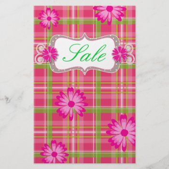 Polka Dots Plaid Spring Sale Flyer Daisy Flowers by BabyDelights at Zazzle