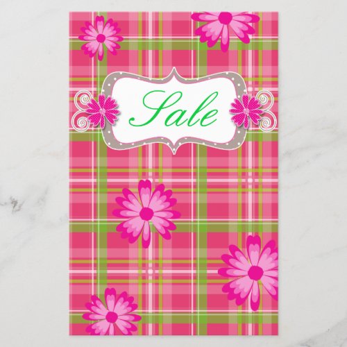 Polka Dots Plaid Spring Sale Flyer Daisy Flowers