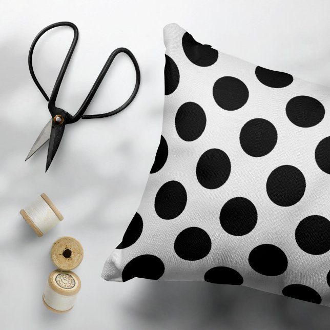 Polka Dots, Polka Dot Pattern, Black and White Accent Pillow (Creator Uploaded)