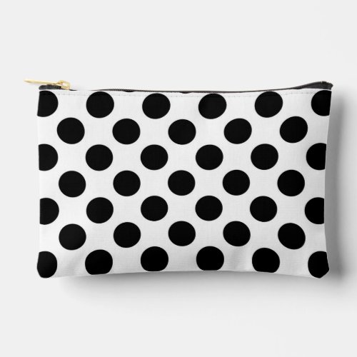 Polka Dots Polka Dot Pattern Black and White Accessory Pouch