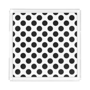 Polka Dots, Polka Dot Pattern, Black and White Acrylic Tray