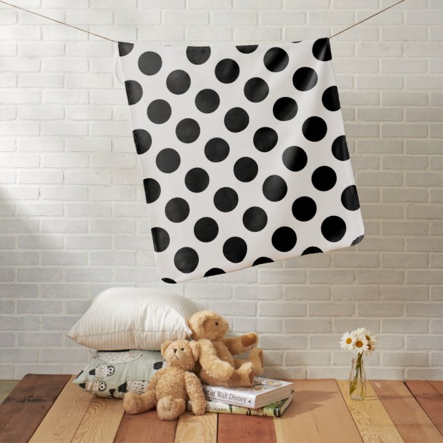 Polka Dots, Polka Dot Pattern, Black and White Baby Blanket (In Situ)