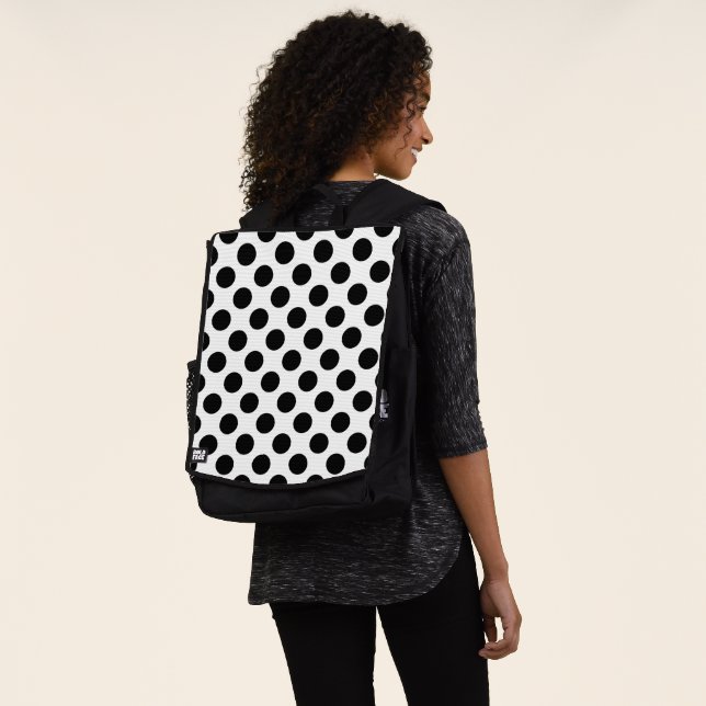 Polka Dots, Polka Dot Pattern, Black and White Backpack (Worn)