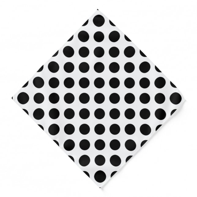 Polka Dots, Polka Dot Pattern, Black and White Bandana (Front)