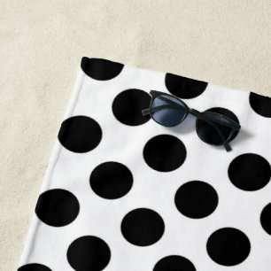 Polka Dots, Polka Dot Pattern, Black and White Beach Towel