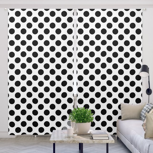 Polka Dots, Polka Dot Pattern, Black and White Blackout Curtains (Living Room)