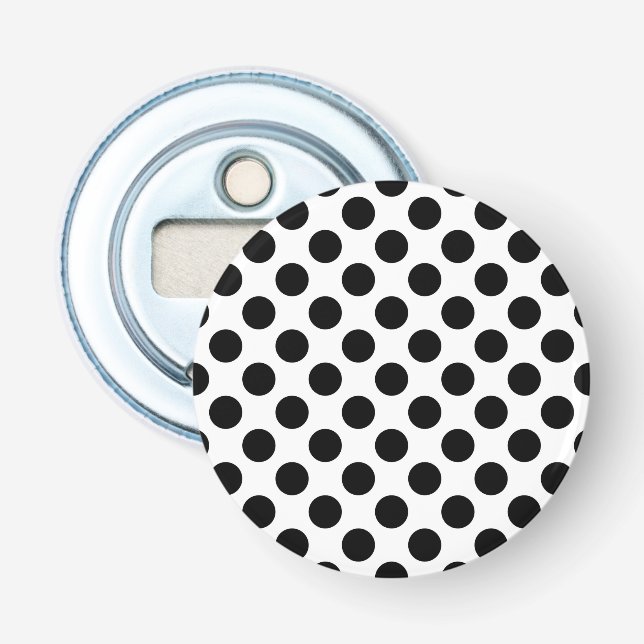 Polka Dots, Polka Dot Pattern, Black and White Bottle Opener (Front)