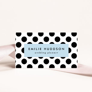 Polka Dots, Polka Dot Pattern, Black and White Business Card