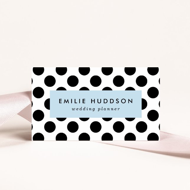 Polka Dots, Polka Dot Pattern, Black and White Business Card (Creator Uploaded)