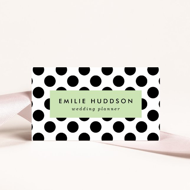 Polka Dots, Polka Dot Pattern, Black and White Business Card (Creator Uploaded)