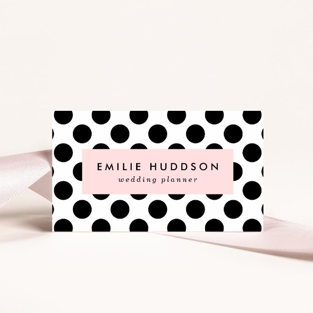Polka Dots, Polka Dot Pattern, Black and White Business Card (Creator Uploaded)