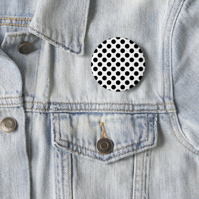 Polka Dots, Polka Dot Pattern, Black and White Button (In Situ)