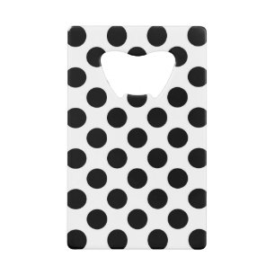 Polka Dots, Polka Dot Pattern, Black and White Credit Card Bottle Opener