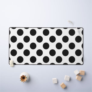 Polka Dots, Polka Dot Pattern, Black and White Desk Mat