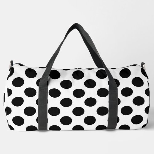 Polka Dots Polka Dot Pattern Black and White Duffle Bag