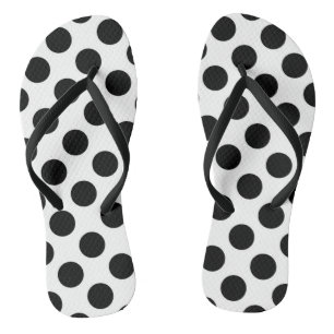 Polka Dots, Polka Dot Pattern, Black and White Flip Flops