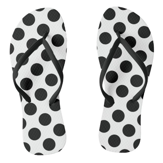 Polka Dots, Polka Dot Pattern, Black and White Flip Flops (Footbed)